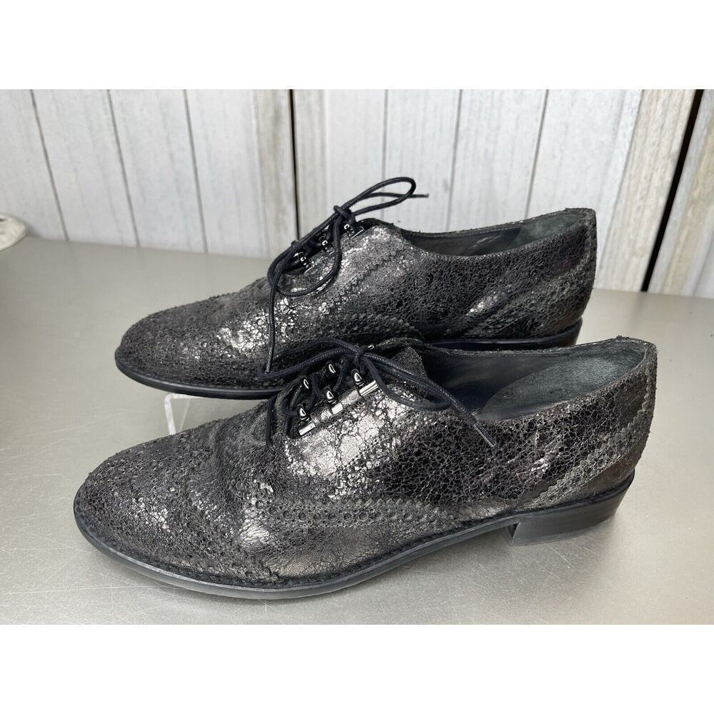 Stuart Weitzmen Metallic Leather Oxford Laceup Made in Spain Size 7.5